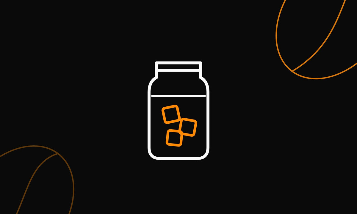 Line drawing of a cold brew jar with ice