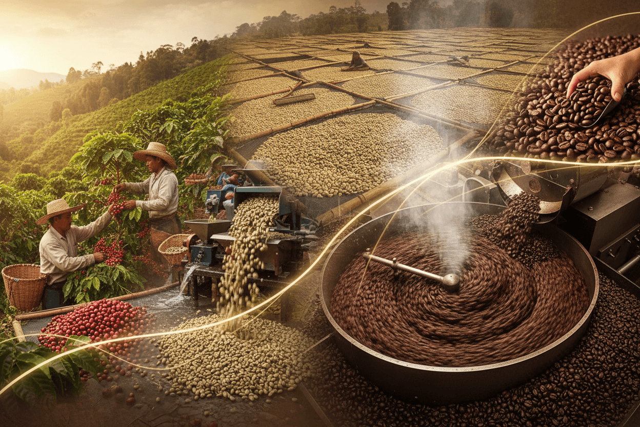 🌎 The Journey from Bean to Cup: How Fresh Roasted Coffee Is Made - Cool Coffee & Tea Co.